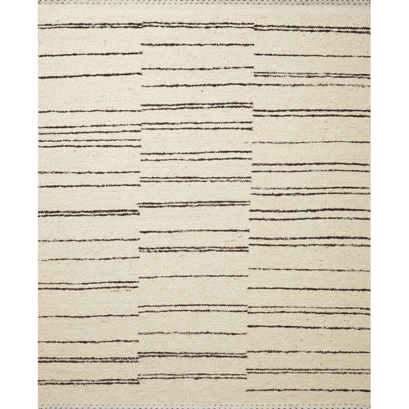 Roman Wool Area Rug in Beige/Black, Rectangle 2' x 3'