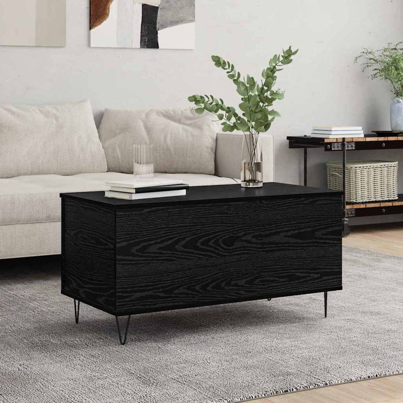 Coffee Table with Storage, Black Oak