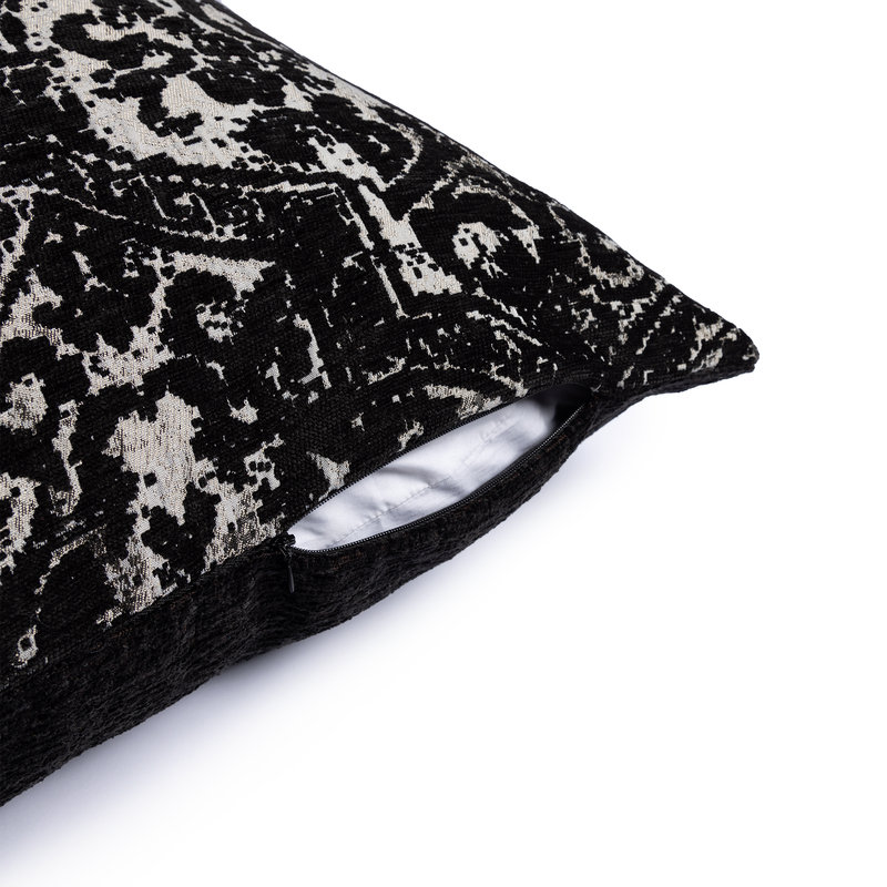 Paloma Square Pillow Cover & Insert, Black Damask