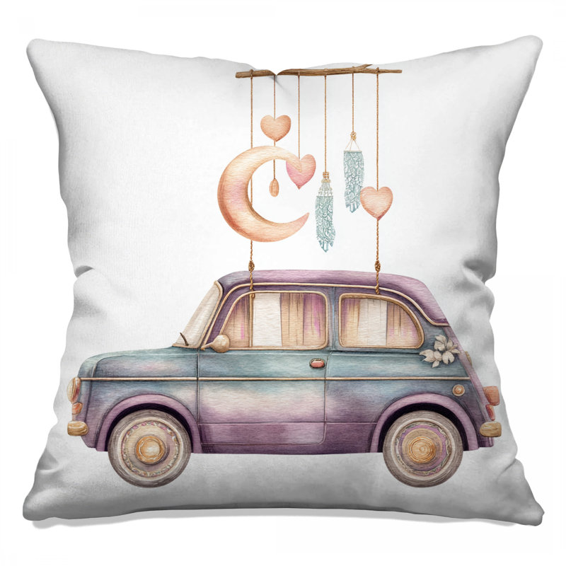 Vintage Car Illustration Double Sided Throw Pillows, 16 x 16 inches