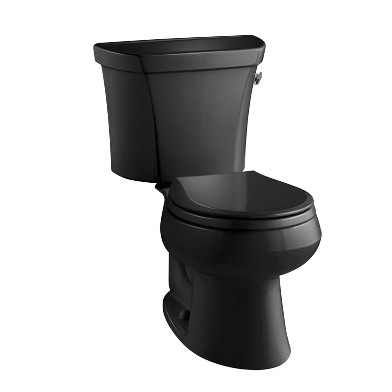 Wellworth 1.28 GPF Water Efficient Round Two-Piece Toilet (Seat Not Included), Black Black