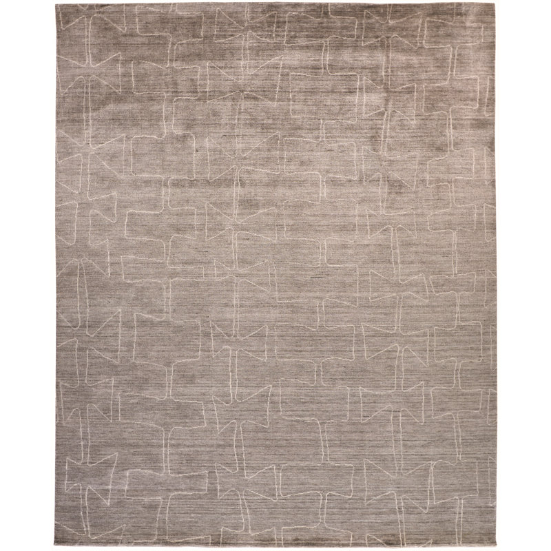 Tapis taupe / ivoire touffeté à la main Osage, Rectangle 3 pi 6 po x 5 pi 6 po