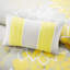 Édredon très grand en coton imprimé - gris taupe / jaune, jupe de lit, bourre de literie, 2 taies décoratives, 3 coussins-127366216-127366218