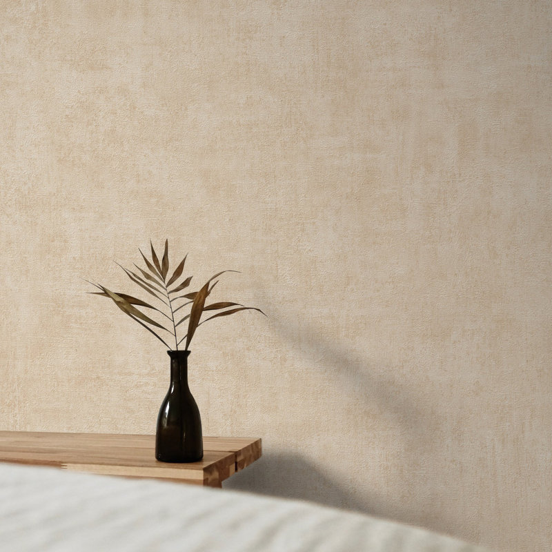 Orom II Collection Patinated Plain Wallpaper Roll, Beige