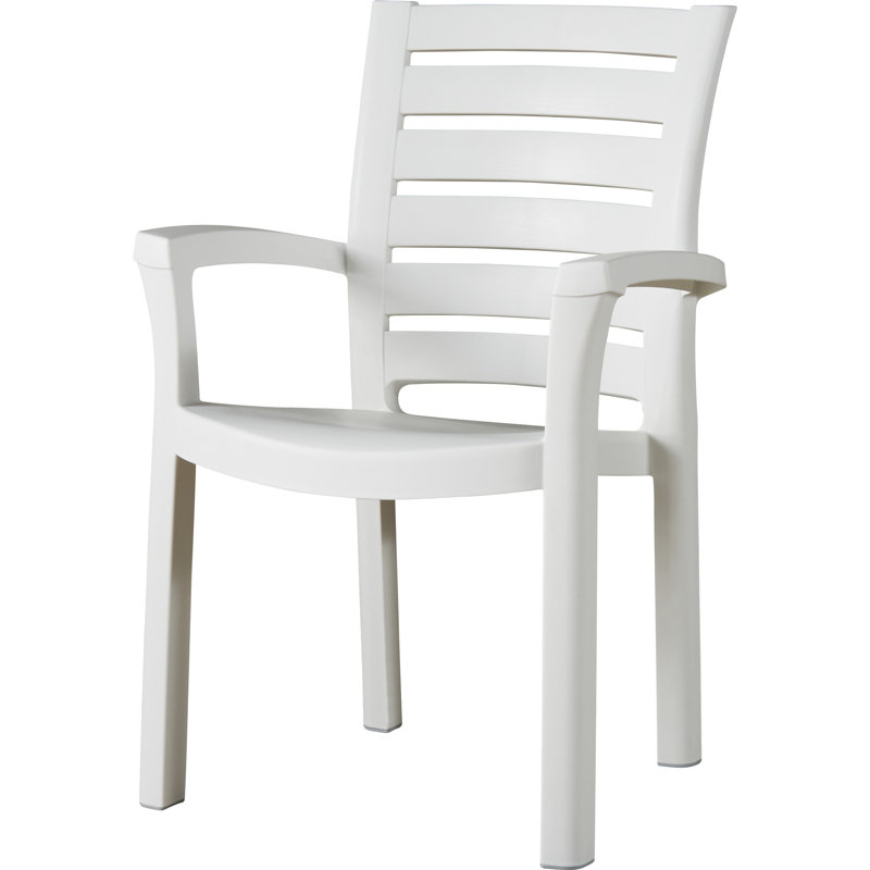 Isabell Stacking Patio Dining Armchair, White