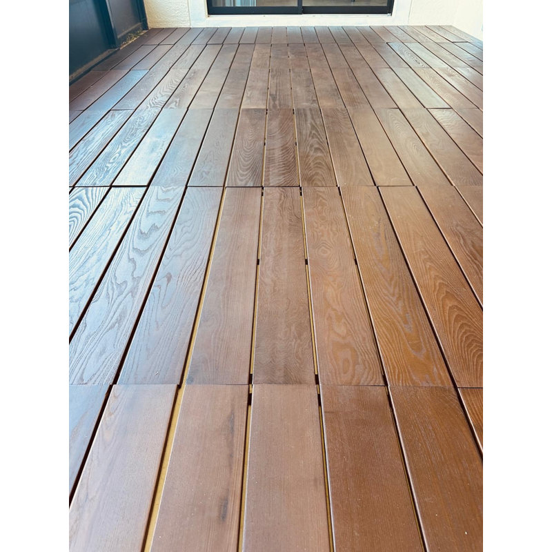 Thermo-Treated Wood Roll Deck Tile Mat 42 in. x 32 in. in Brown (1-Each)