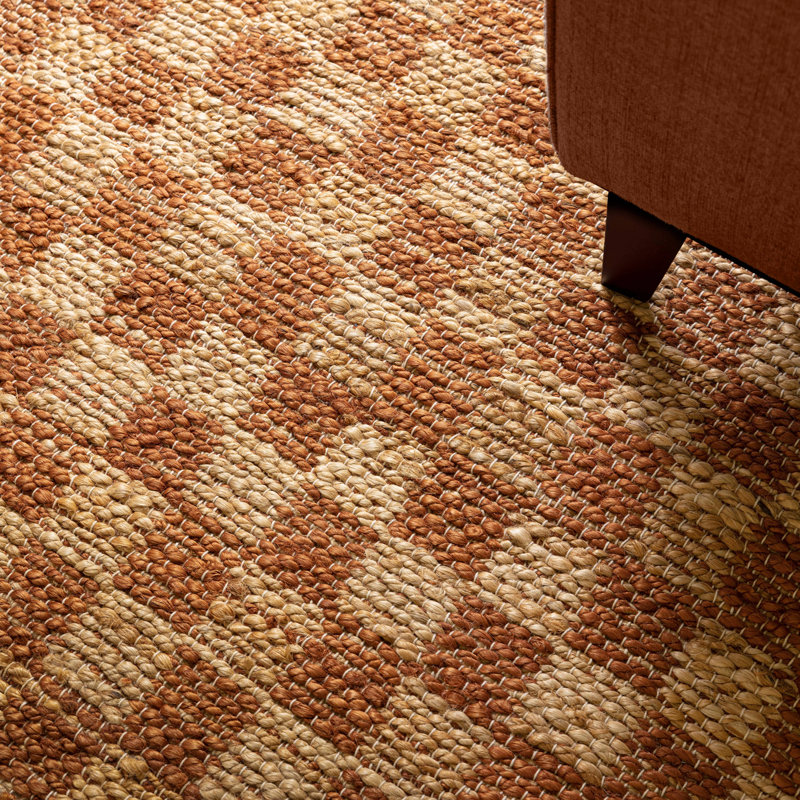 Merrisa Jute Checker Area Rug, Orange, Rectangle 160 x 230 cm