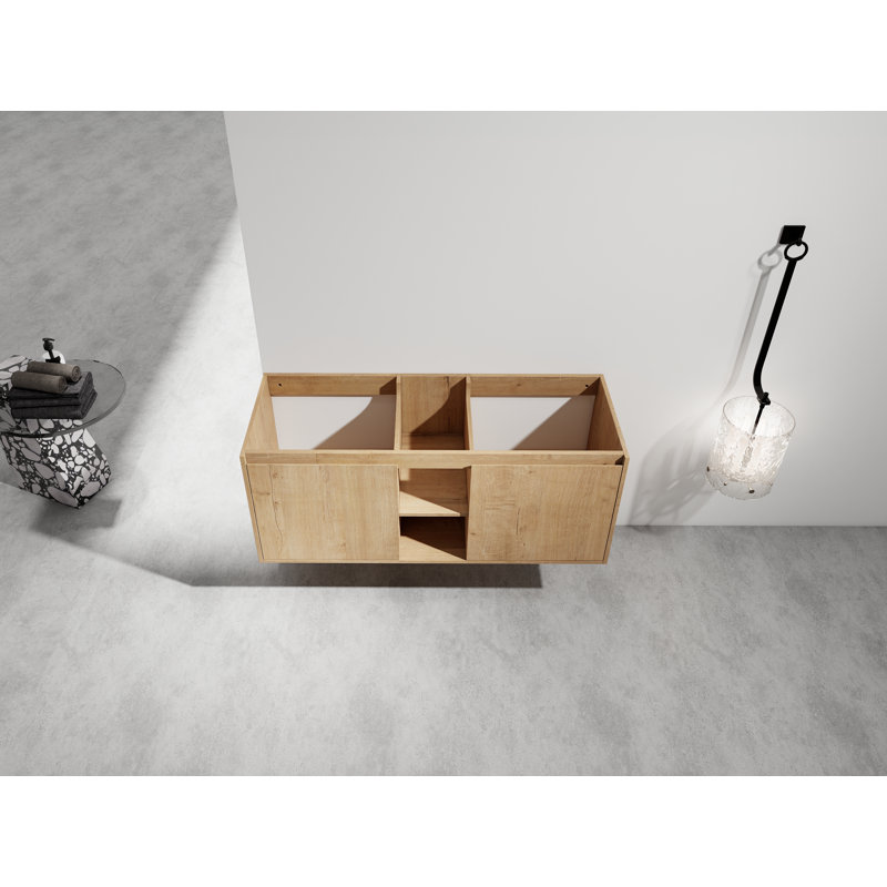 Meuble-lavabo mural de 48 po (47-1 / 16 po), charnière de porte à fermeture en douceur et support de rangement ouvert, ensemble KD, bvb07248imox (meuble-lavabo seulement, évier exclu)