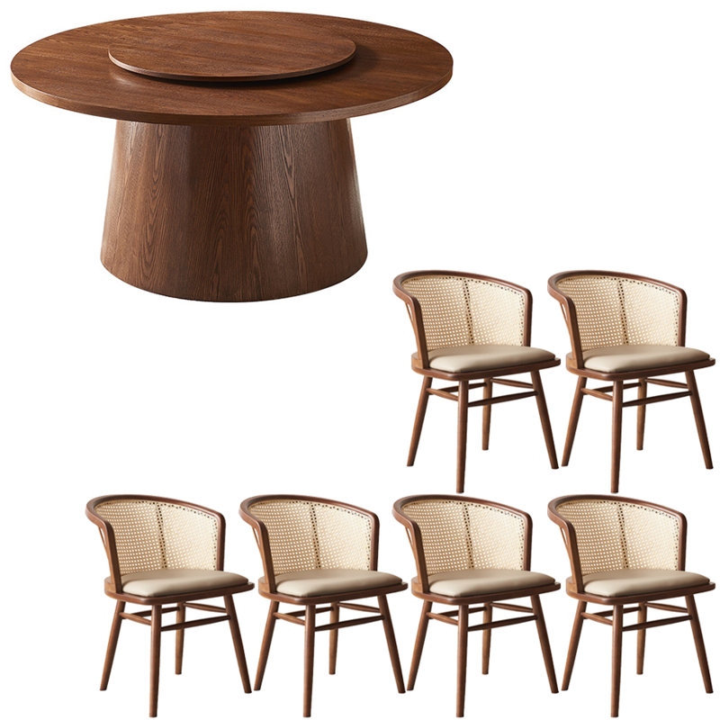 Ensemble de table ronde en bois massif de style nordique