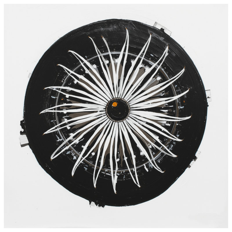 Toile de galerie abstraite et circulaire monochrome, 16 po x 20 po