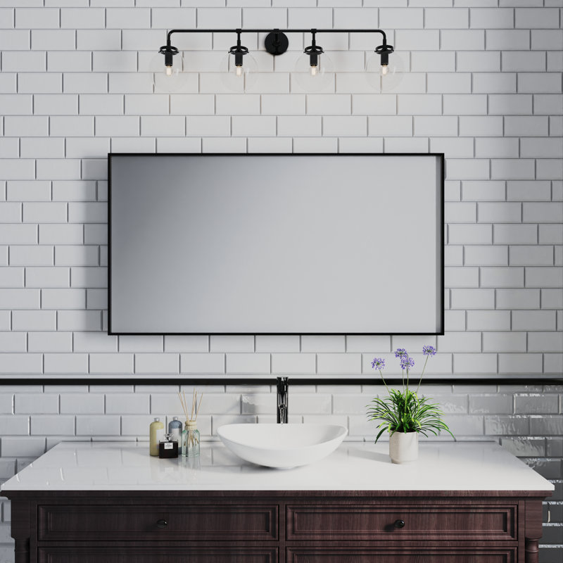 Metal Rectangle Mirror, 28" x 60", Black