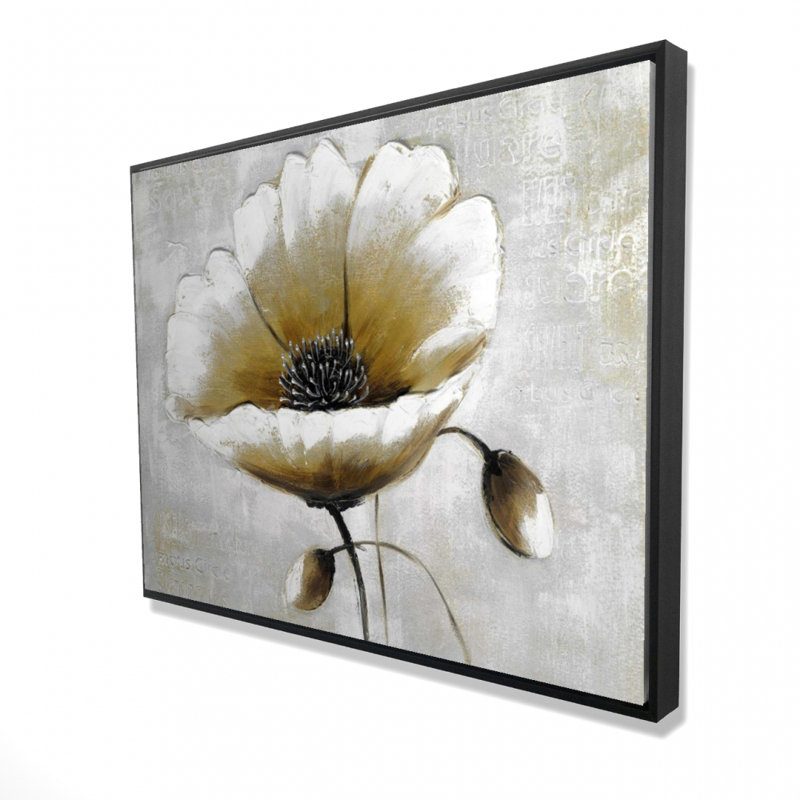 Modern Beige Flower Print On Canvas