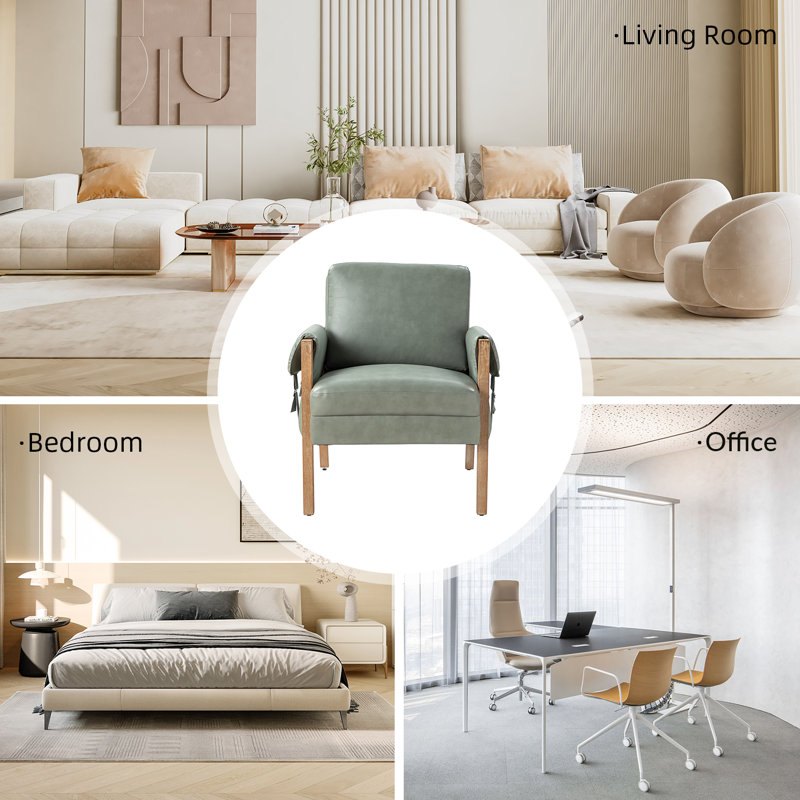 Faux Leather Armchair, Sage