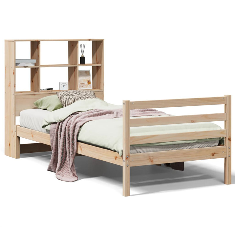 Bookcase Bed Without Mattress Solid Wood Pine, Single (3')