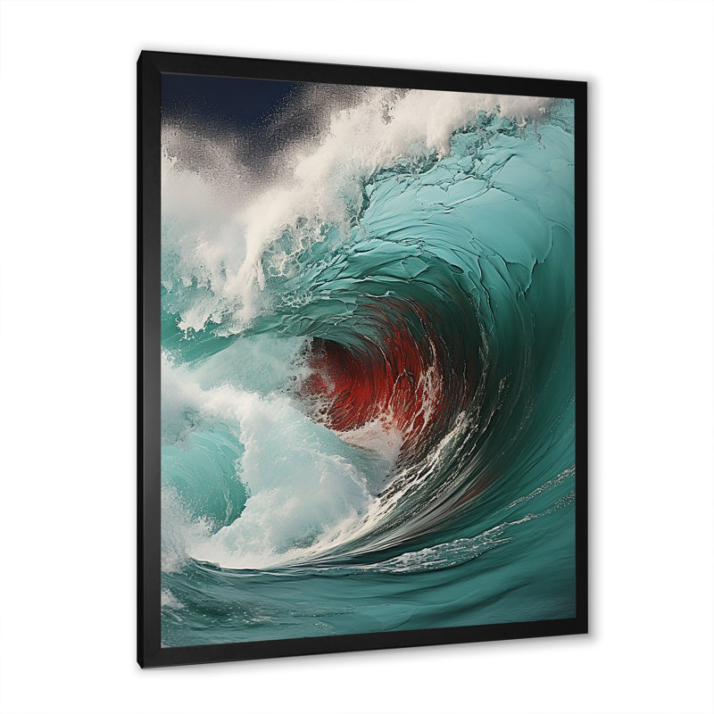 «Red Green Wave», impression sur toile, Cadre photo noir, H 20 po x l 12 po x P 1 po