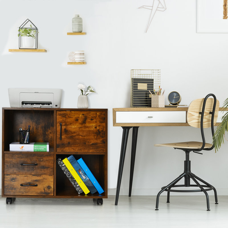 Melaina 80 cm W 2 -Drawer Filing Cabinet, Rustic Brown