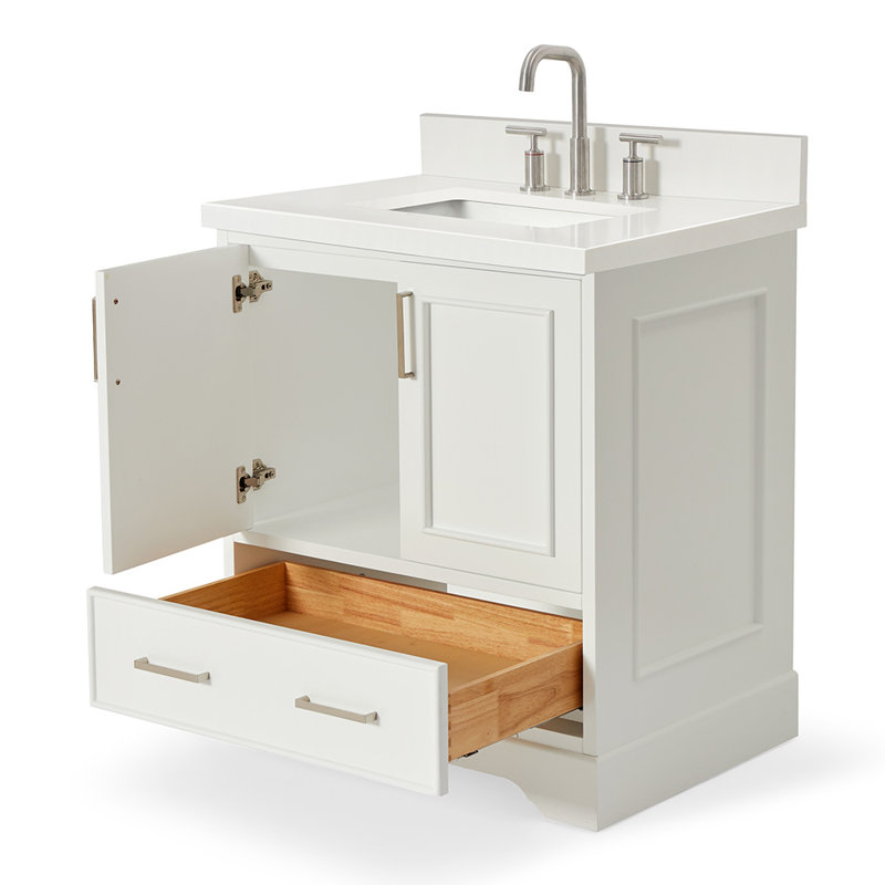 Meuble-lavabo simple avec plateau Abshire 31, Blanc