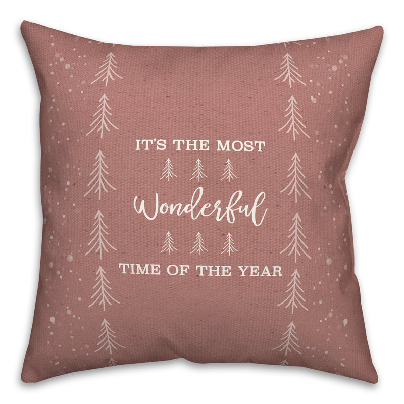 Coussin décoratif d'extérieur rouge It's It's The Most Wonderful Time Of The Year