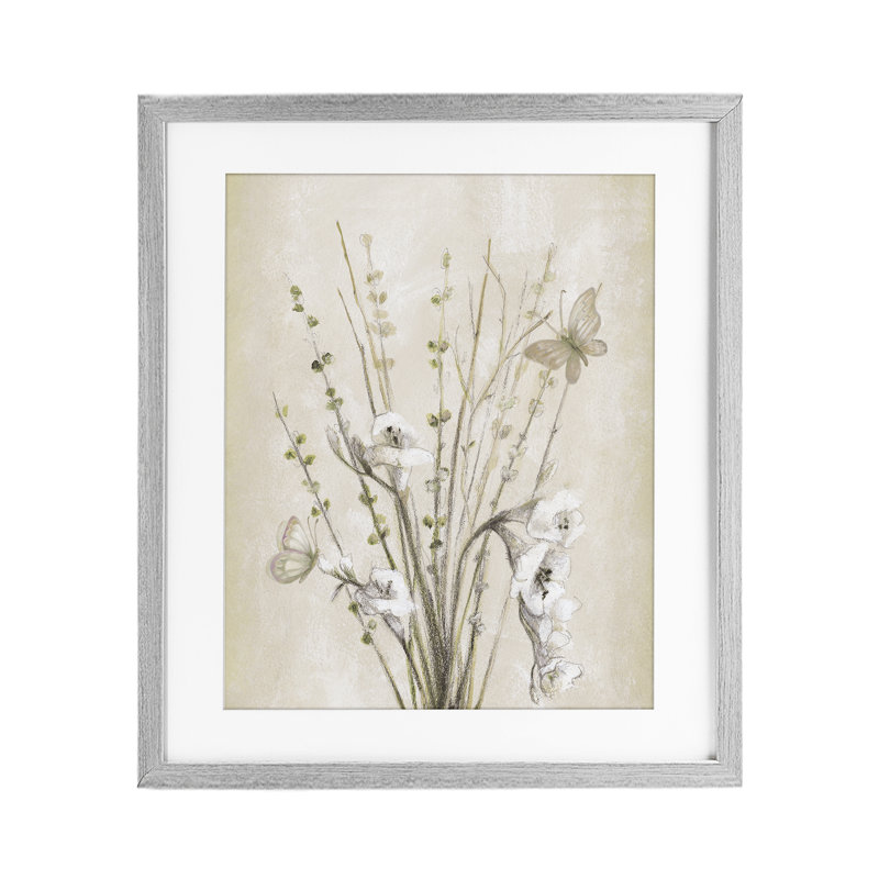 Fresia & Date Branch, reproduction encadrée sous verre, conception de Lanie Loreth, H 21 po x l 17 po, Cadre de ferme gris