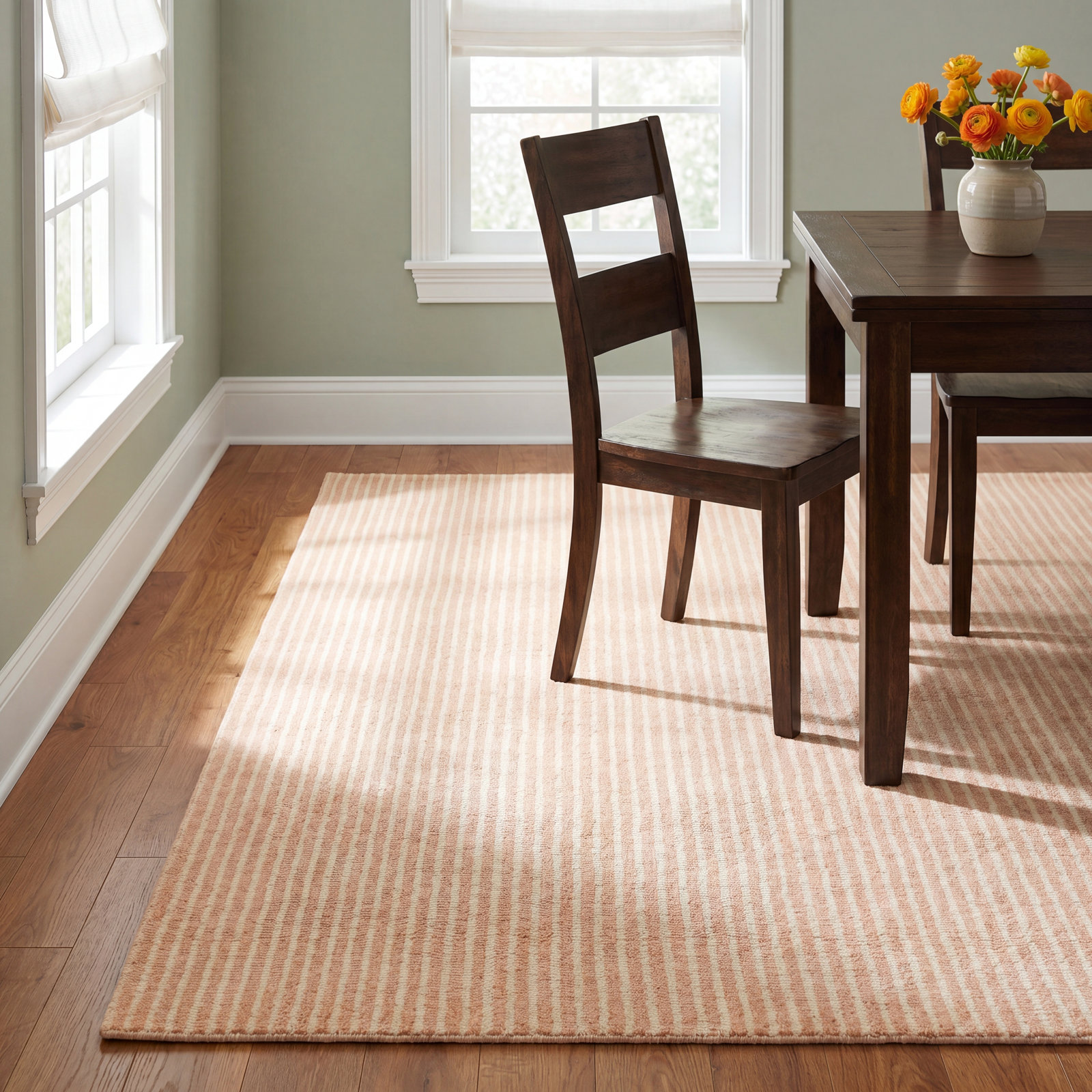 Lola Pink Hand-Tufted Striped Wool Rug, Rectangle 7'10" x 9'10"