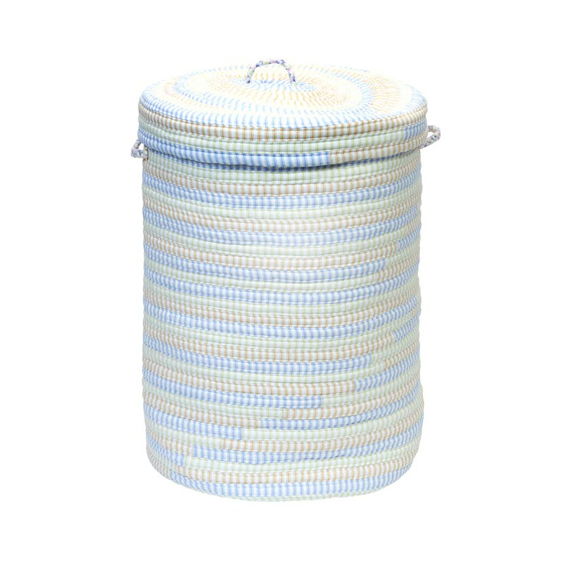 Panier à linge à rayures ticking