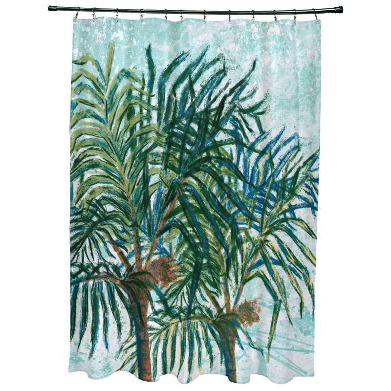 Rideau de douche simple Widger Palms, Aigue-marine