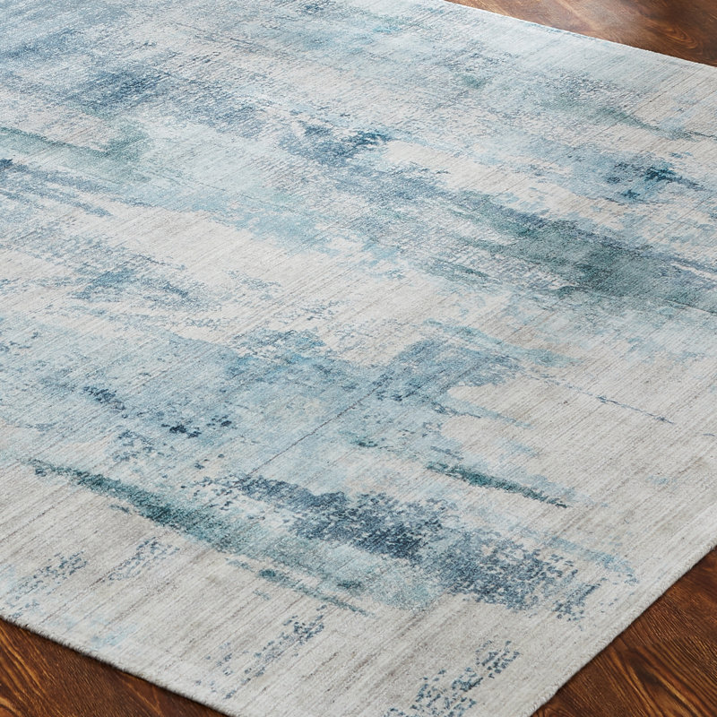 Abstract Area Rug in Blue, Rectangle  2' x 3'
