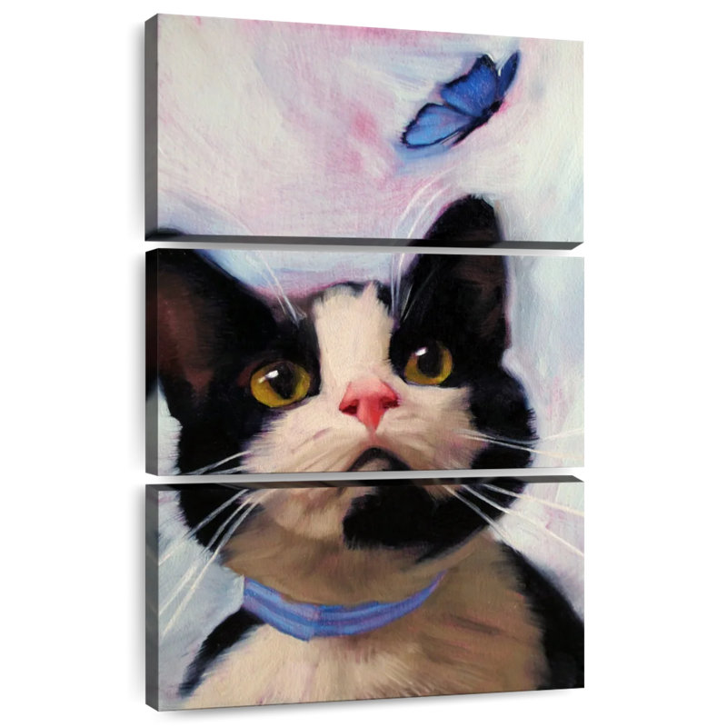 Chat et papillon Brampt, H 74 po x l 48 po