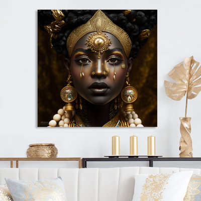 Maskell Tribal African Woman I - Art africain, reproduction d'art sur toile encadrée
