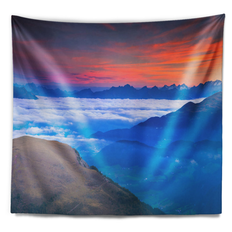 Paysage, été, lever du soleil dans les Alpes italiennes, H 50 po x l 60 po