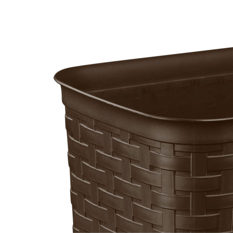 Sterilite Weave Plastic Home/Office Wastebasket Trash Can, 12.6" H x 8" W x 11.5" D, Brown