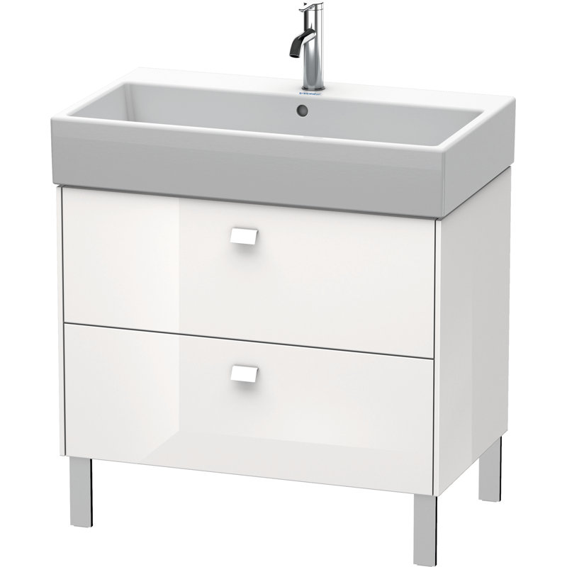 Base de meuble-lavabo simple autoportant 30,875 po Brioso seulement, Haute brillance blanche