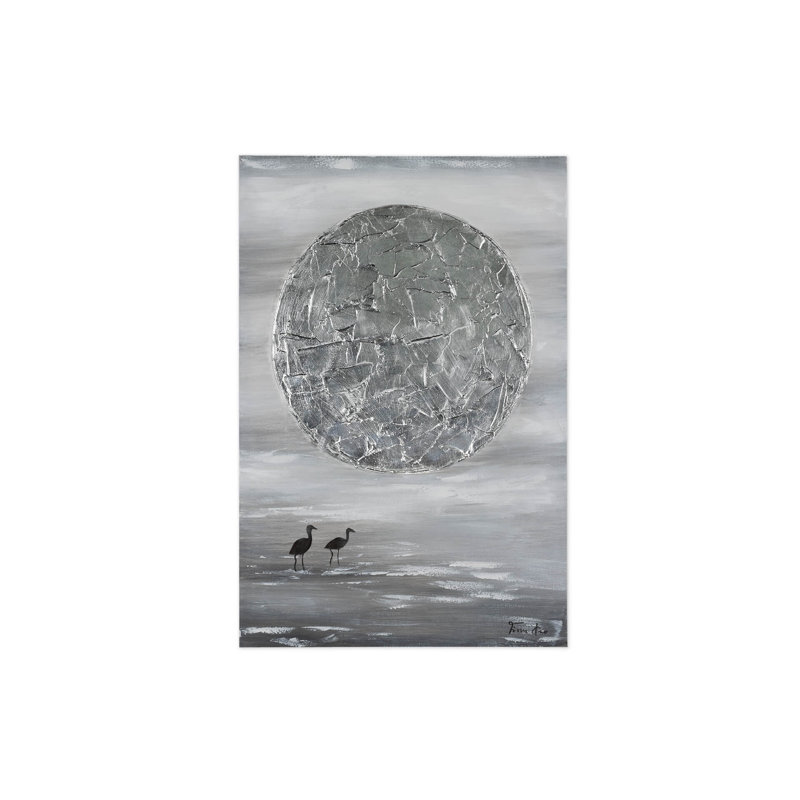 Silver Moon Hand -Painted Acrylic Painting