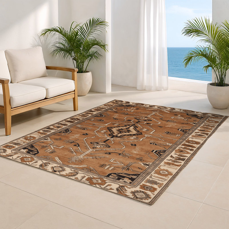 Tapis d'intérieur et d'extérieur brun Persian, Rectangle 5 pi x 7 pi