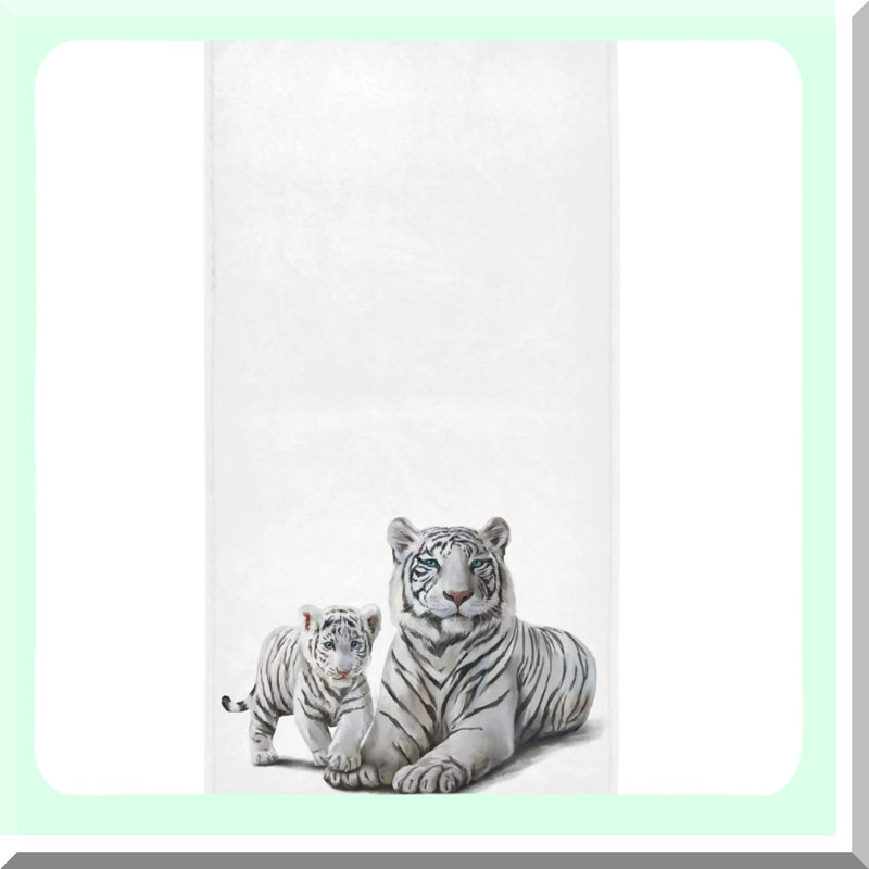 UltraSoft White Tiger Hand Towels - 16x30 in, Highly Absorbent, Perfect for Bathroom, Kitchen, or Guest Use