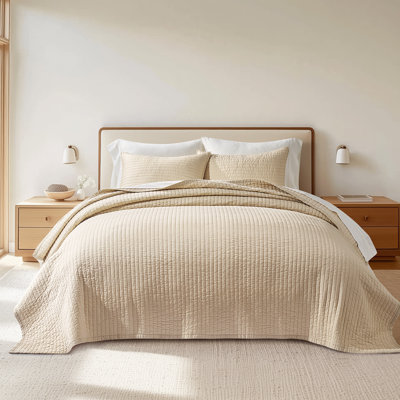 Cotton Sateen Channel Stitch Quilt Set