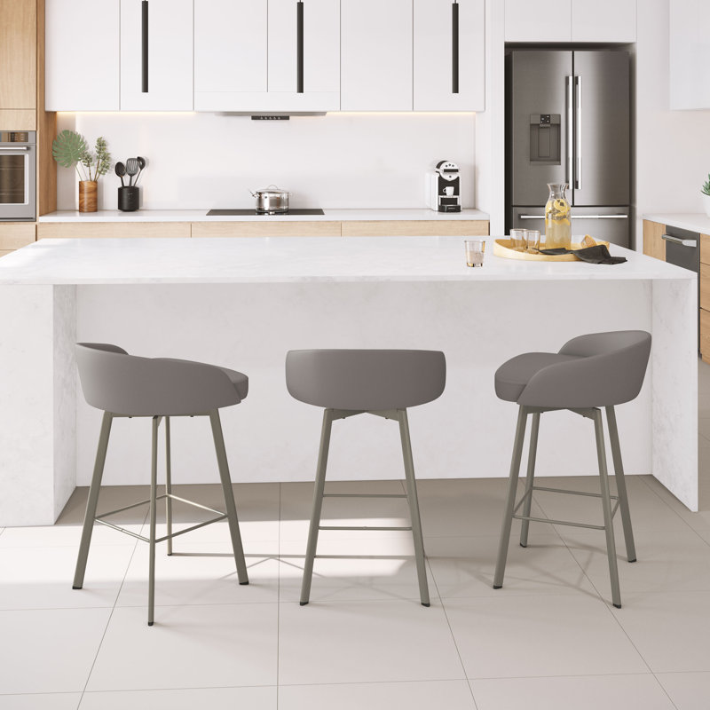 Tabouret de bar et de comptoir pivotant Bethanee, Taupe, Gris, Tabouret de bar (siège d'une hauteur de 30 po)