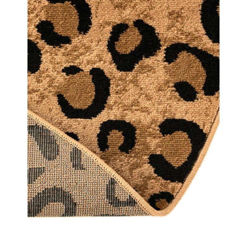 Tapis brun clair à imprimé animal Testerman, Oval 4'1" x 6'1"