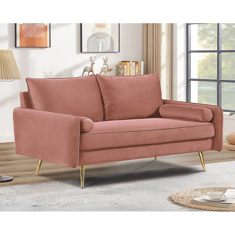 Canapé 2 places Modern, Rose Polyester