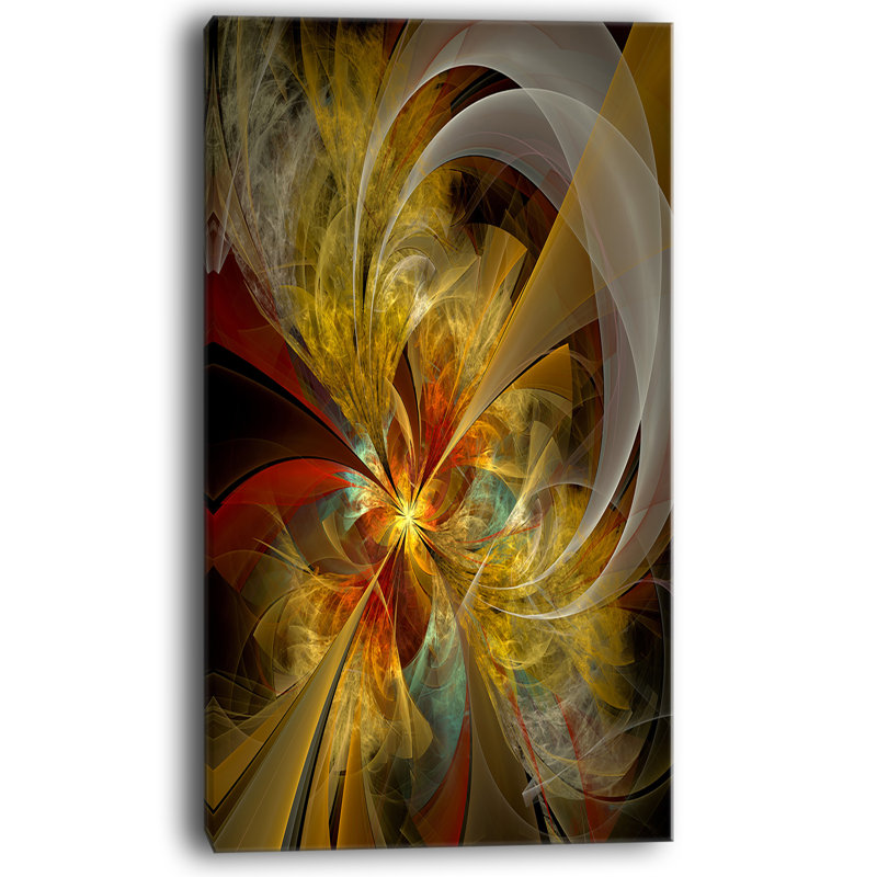 Impression sur toile tendue, "brillance jaune symétrique", H 32 po x l 16 po x P 1 po