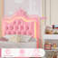 Ensemble de chambre d'enfant 2 pièces, lit rembourré en cuir avec tête de lit à DEL, lit avec bibliothèque-1372658939
