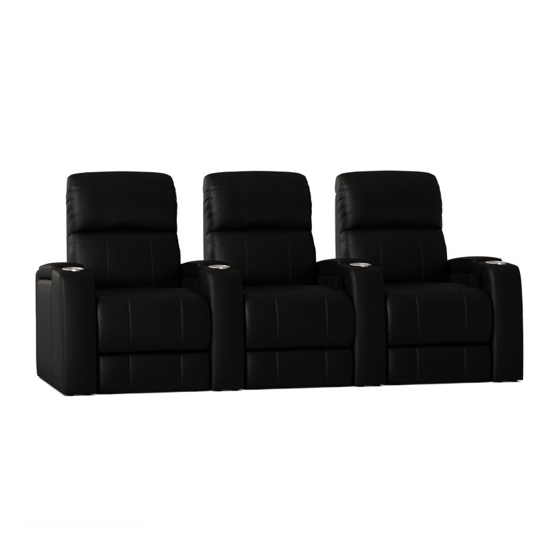 Upholstered Home Theater Seating with Cup Holder, Manual, Luxe Black