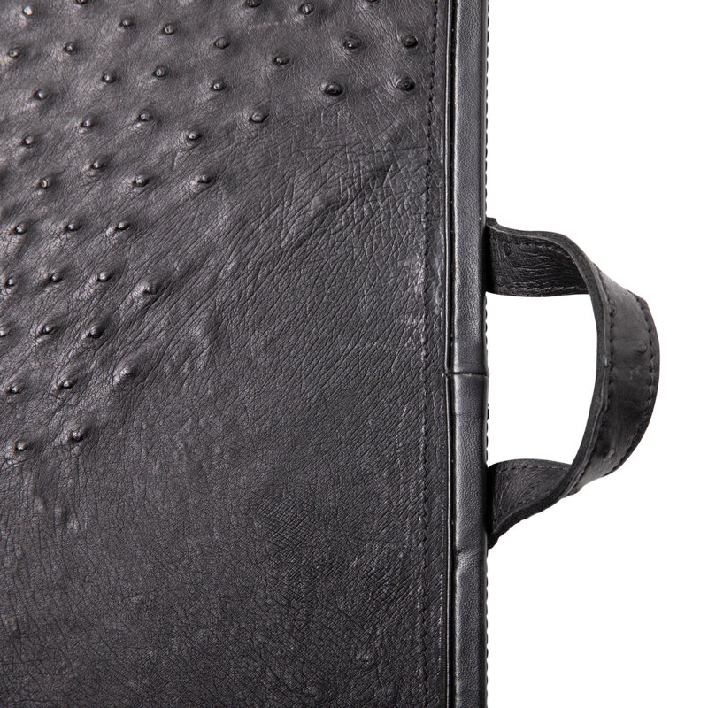 Ostrich Leather Inlay Tray, Black