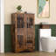 Armoire de rangement de plancher de salle de bain 43,3 po avec lumières, armoire de rangement moderne en noyer