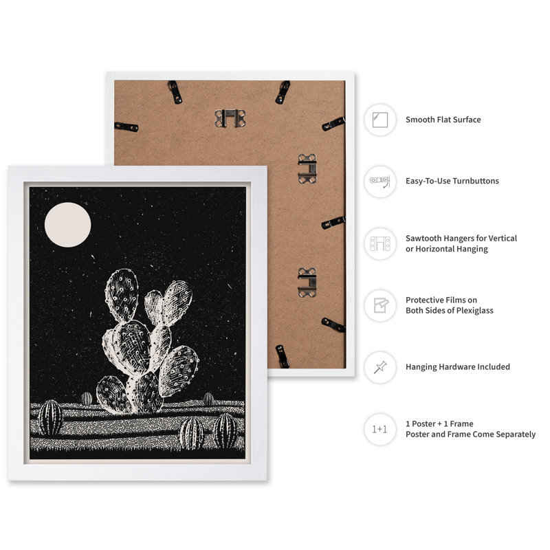 Cactus la nuit, Poster, White Framed, 11"H x 14"W