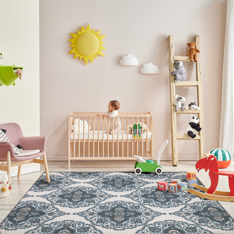 Non-Slip Medallion Area Rug For Living Room, Hallway, Entryway Rug, Rectangle 5' x 6'6"