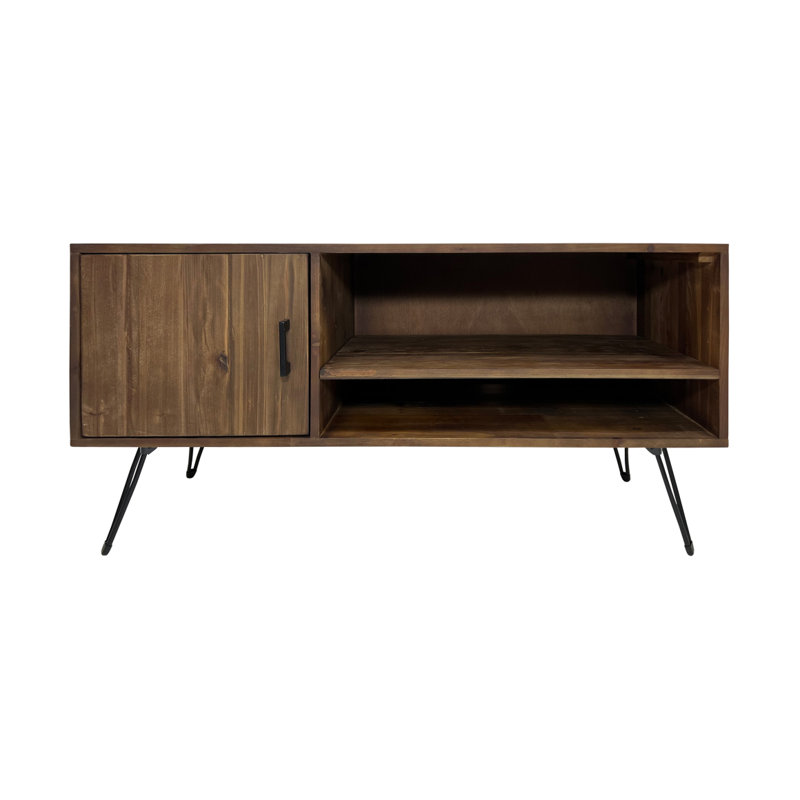 Meuble télé Clive en bois récupéré rectangulaire de 48 po Clive, 1 porte, pieds en fer rustique