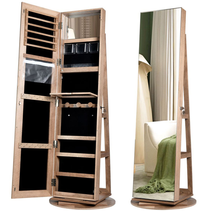 21.6'' Wide Freestanding Jewelry Armoire, Brown