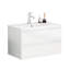 Meuble-lavabo de salle de bain avec lavabo de 80 cm (31,5 pouces), 2 tiroirs spacieux à fermeture amortie, poignée, blanc brillant, solution idéale pour les espaces de taille moyenne.