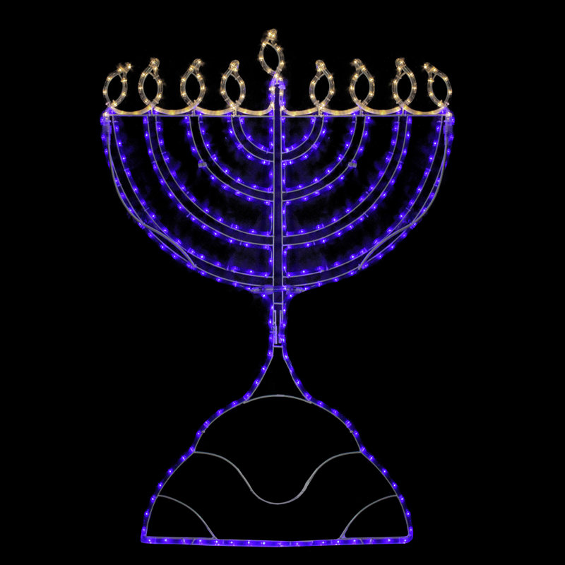 Cordon de 54 po à DEL Menorah blanc chaud et bleu